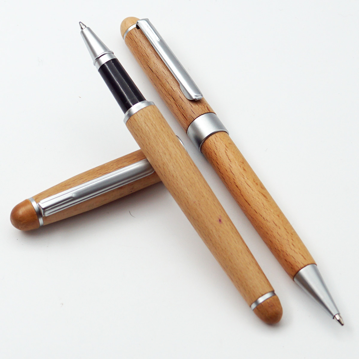 penhouse.in Wooden Box With Twist Type Ball Pen With Roller Ball Pen Set SKU24581
