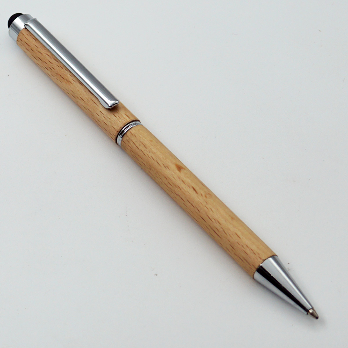 penhouse.in Wooden Body With Silver Clip And Cap On Stylus Medium Tip Twist Type Ball Pen SKU24585