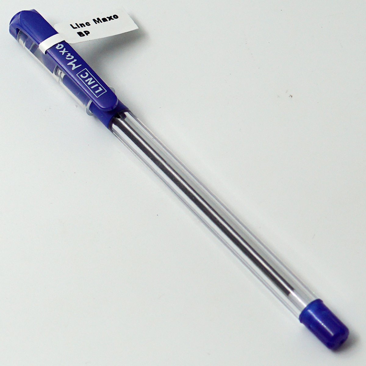 Linc Maxo Transparent Body With Blue Clip Fine Tip Blue Writing Cap Type Ball Pen SKU24591