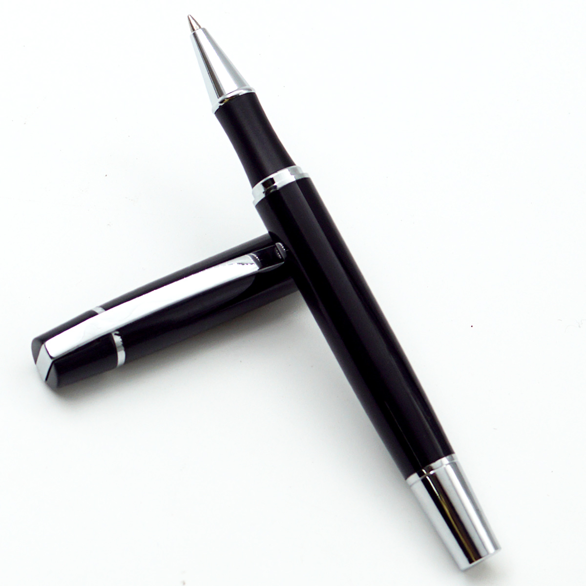 penhouse.in Glossy Black Color Body With Silver Clip Medium Tip Roller Ball Pen SKU24607