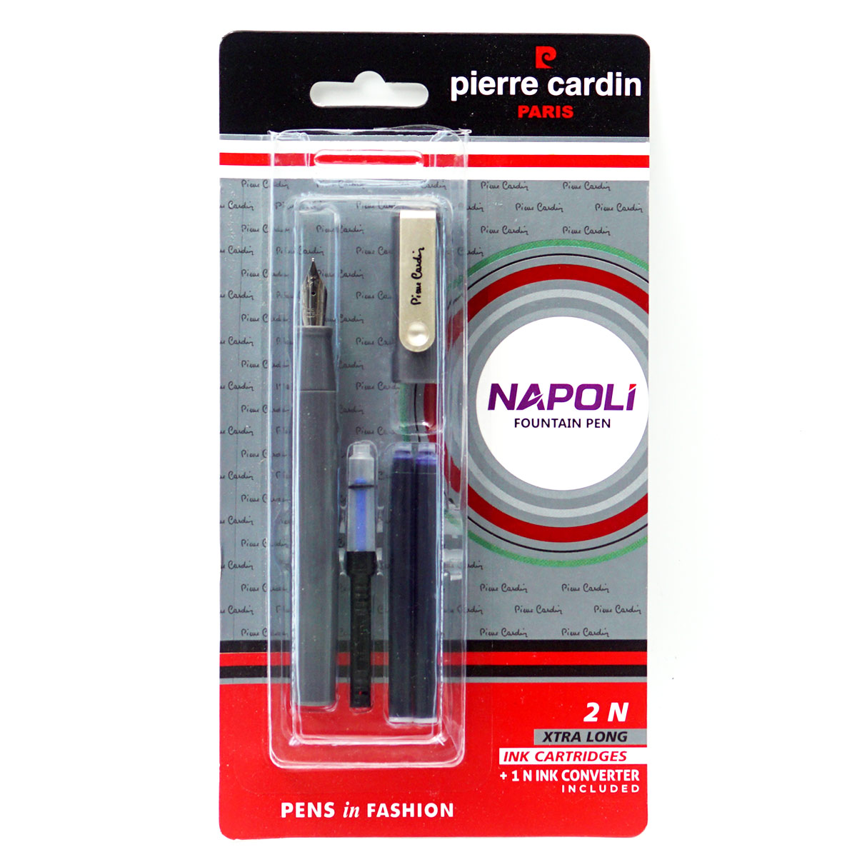 Pierre Cardin NAPOLI Grey Color Body With Light Golden Color Clip Fine Nib Converter Type Fountain Pen SKU 24651