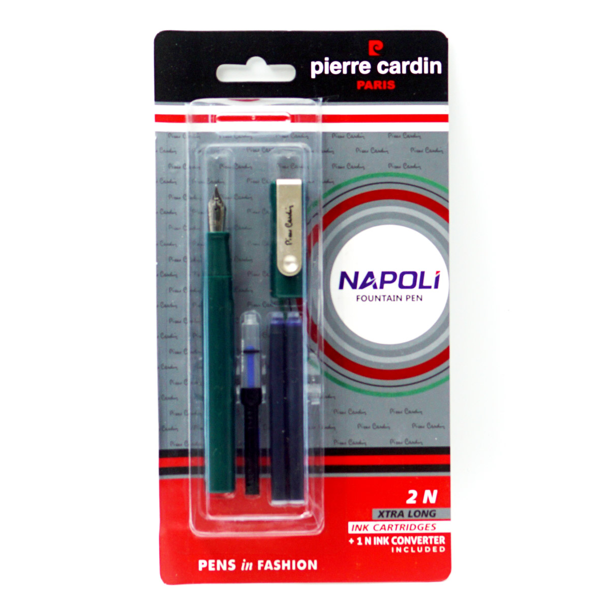 Pierre Cardin NAPOLI Green Color Body With Light Golden Color Clip Fine Nib Converter Type Fountain Pen SKU 24652