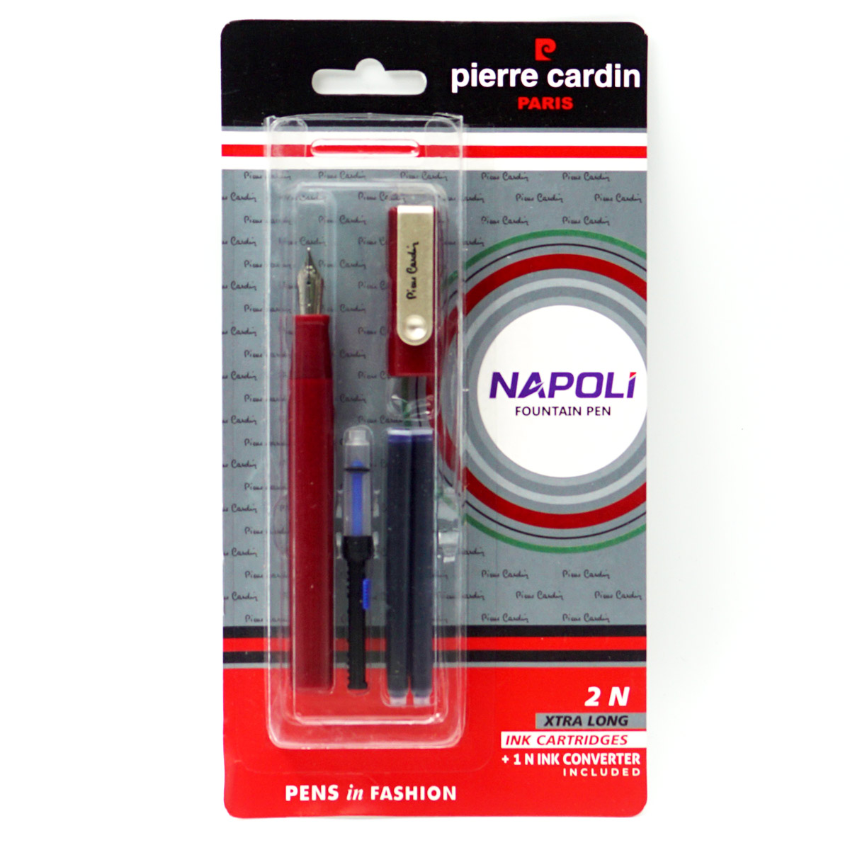 Pierre Cardin NAPOLI Maroon Color Body With Light Golden Color Clip Fine Nib Converter Type Fountain Pen SKU 24654