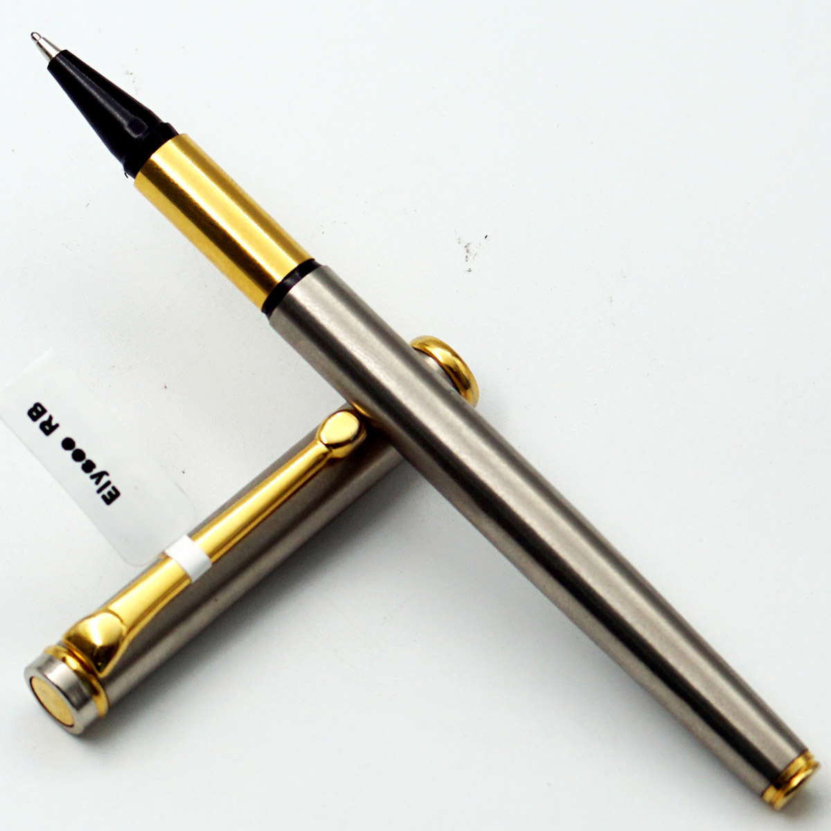 Elysee Silver Color Body With Golden Color Clip Medium Tip Roller Ball Pen SKU 24660