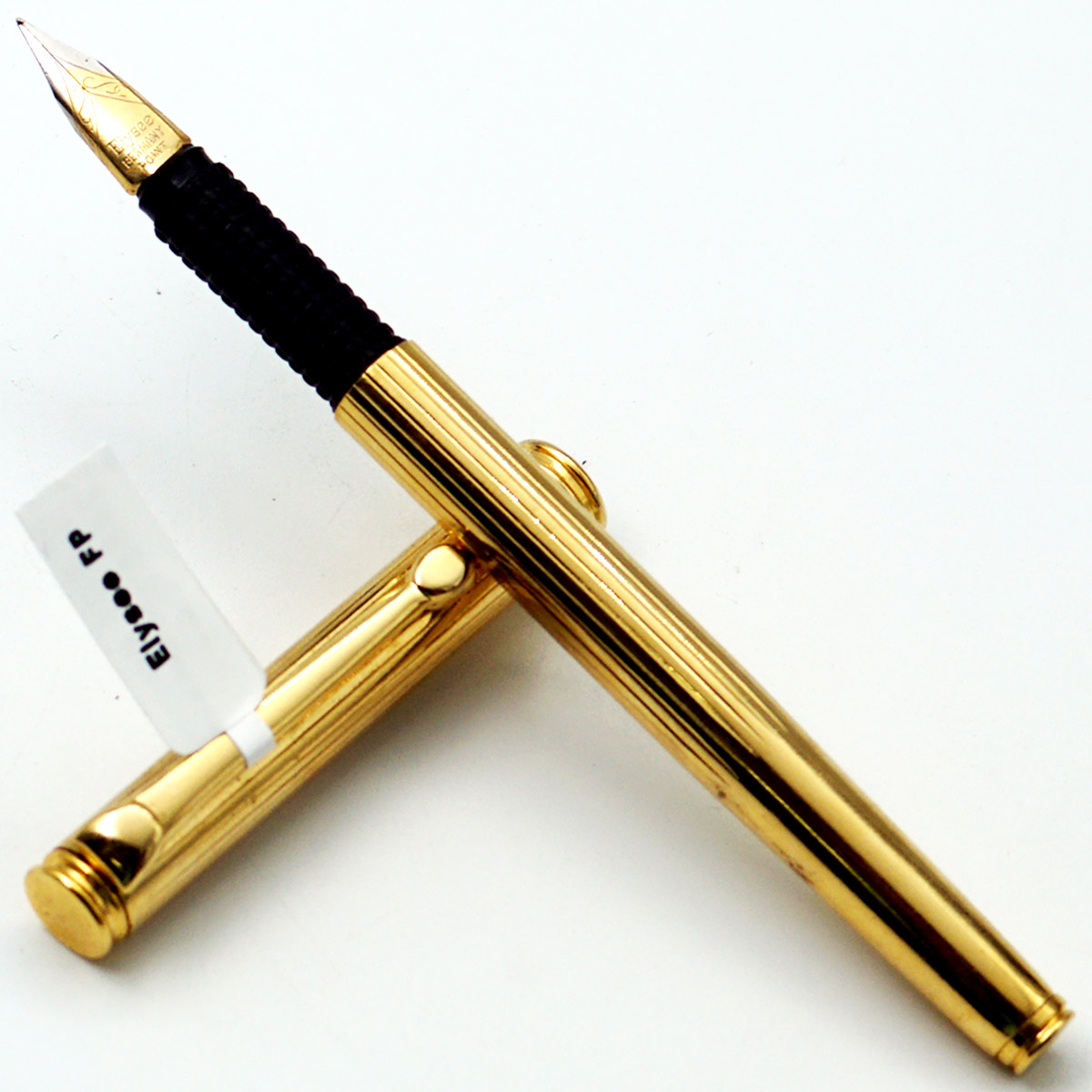 Elysee Golden Color Striped Body With Golden Clip Fine Nib Eye Dropper Model Fountain Pen SKU 24663