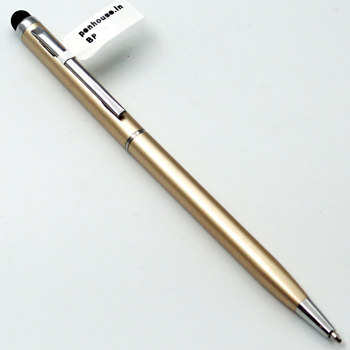 penhouse.in Light Gold Color Body With Sliver Trim Mediam Tip Cap On Stylus Twist Type Ball Pen  SKU 24673
