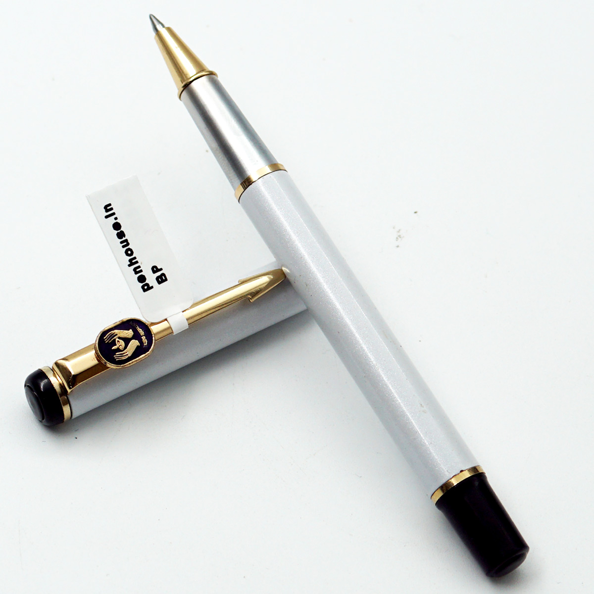 penhouse.in Glossy White Color Body With LIC Symbol On Clip Fine Tip Cap Type Ball Pen SKU 24682