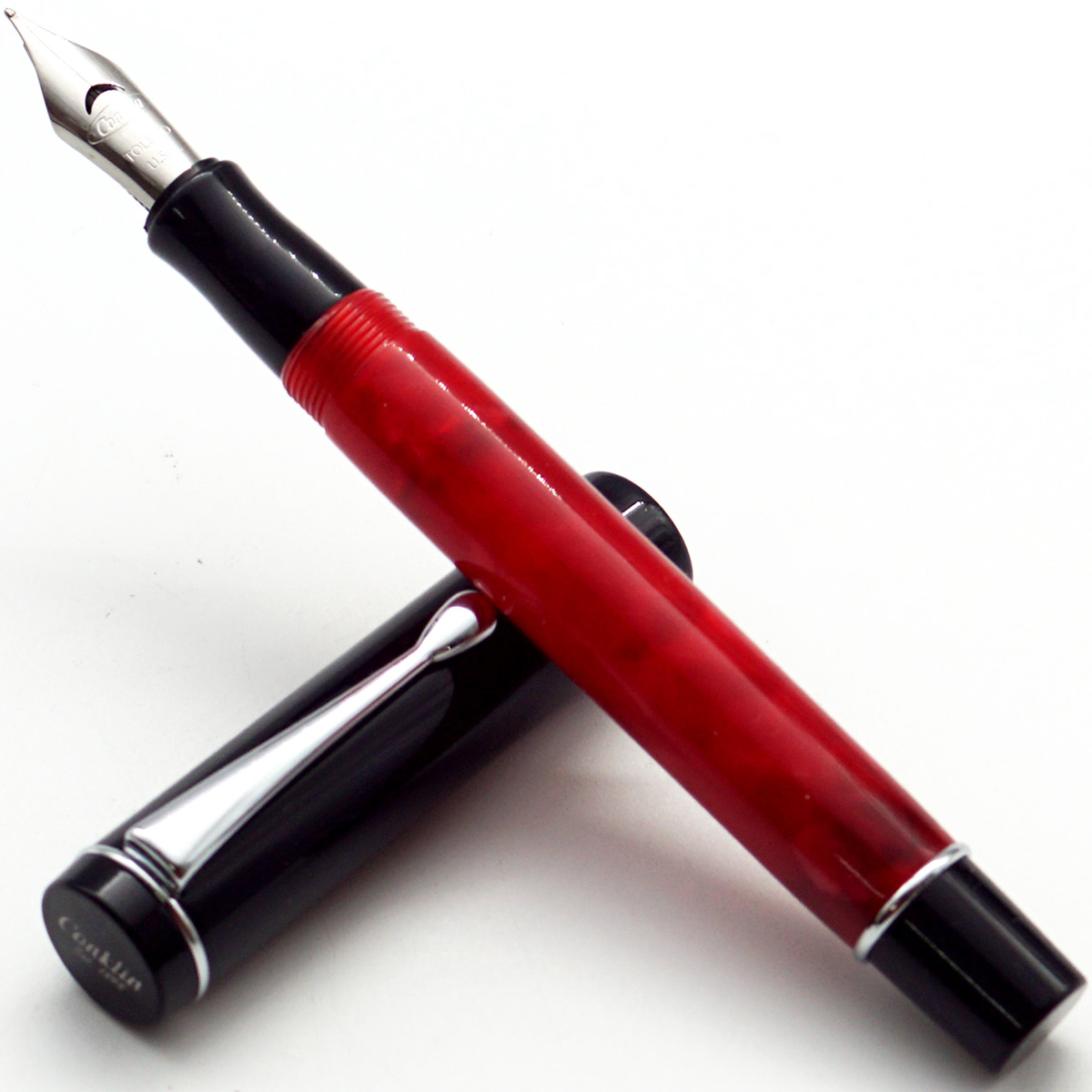 Conklin CK 71382 Red Color Acylic Body And Silver Clip Medium Nib Converter Type Fountain Pen SKU 24686