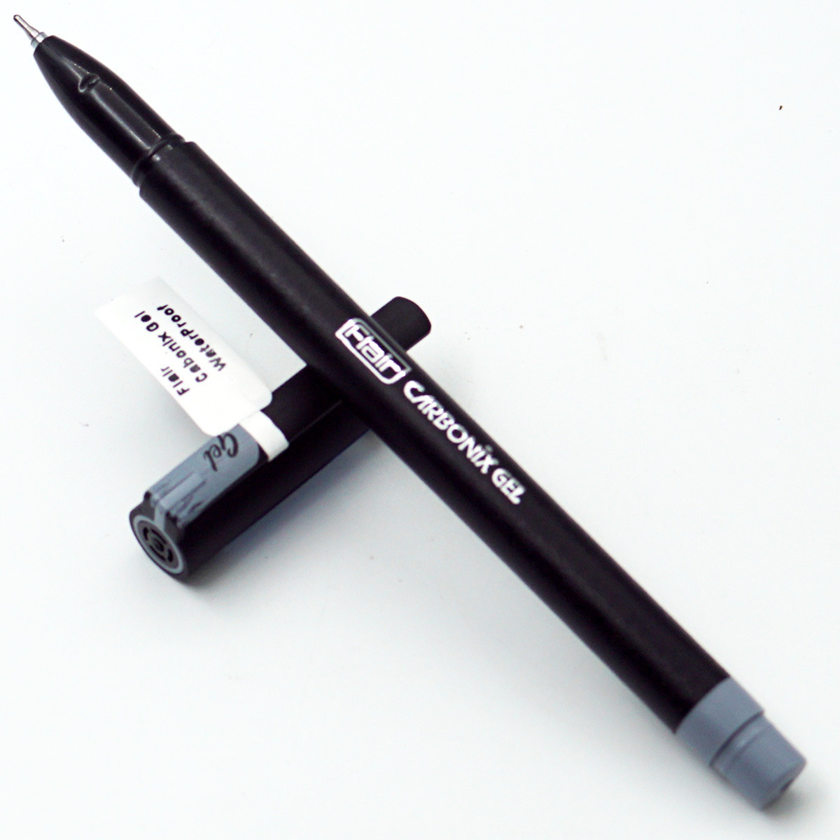 Flair Carbonix Water Proof  Black Color Body With Black Writing Fine Tip Cap Type Gel Pen SKU 24715