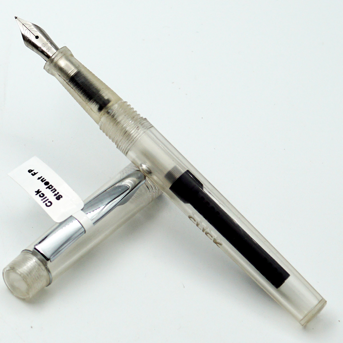 Click Student Transparent Body With Silver Clip Iridium Point 3 In 1 Ink Filling Mechanism Fountain Pen SKU 24720