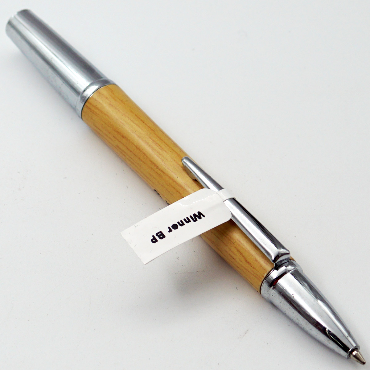 Winner Wood Color Body With Silver Clip Fine Tip Magnatic Type Ball Pen SKU 24733