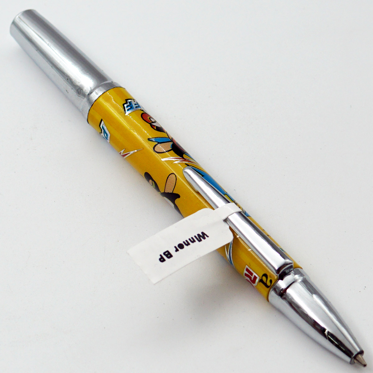 Winner Robot Friend Yellow Color Design Body With Silver Clip Fine Tip Magnatic Type Ball Pen SKU 24738