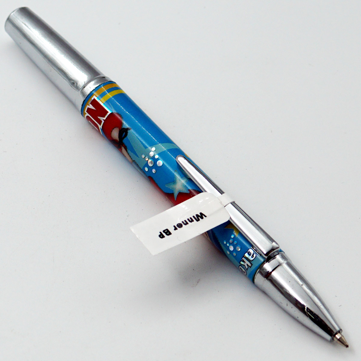 Winner Noddy Peacock Blue Color Design Body With Silver Clip Fine Tip Magnatic Type Ball Pen SKU 24741