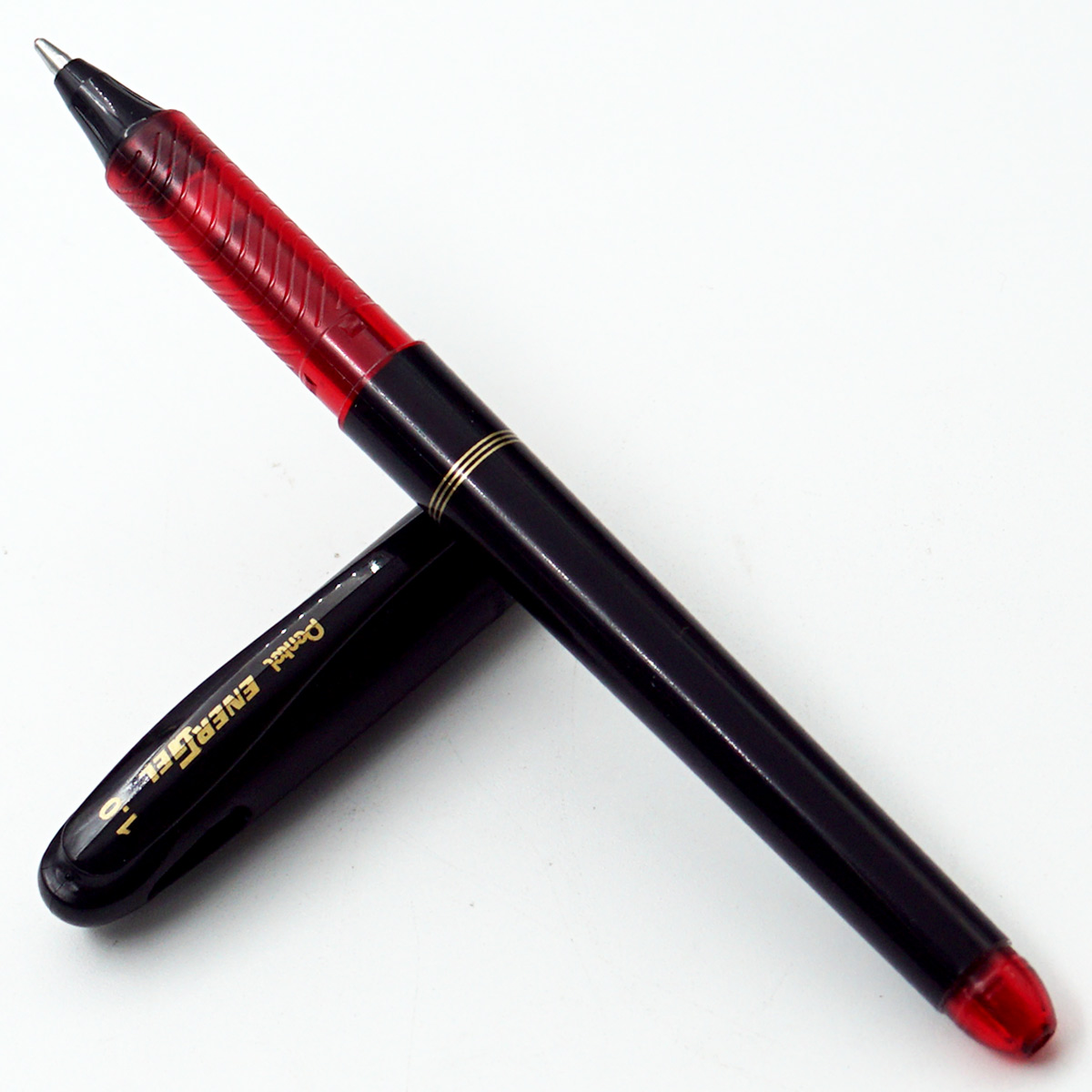 Pentel Energel Bold BL410 Black Color Body With Black Cap And Red Writing 1.0mm Cap Type Roller Gel Pen  SKU 24748