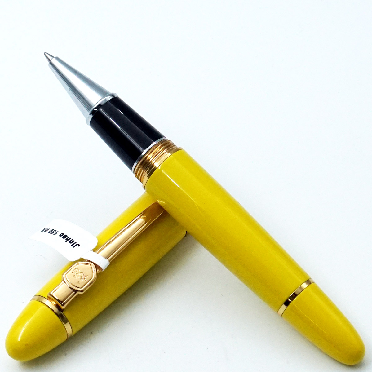 Jinhao 159 Glossy Yellow Color Body With Golden Color Clip Medium Tip Roller Ball Pen SKU 24754