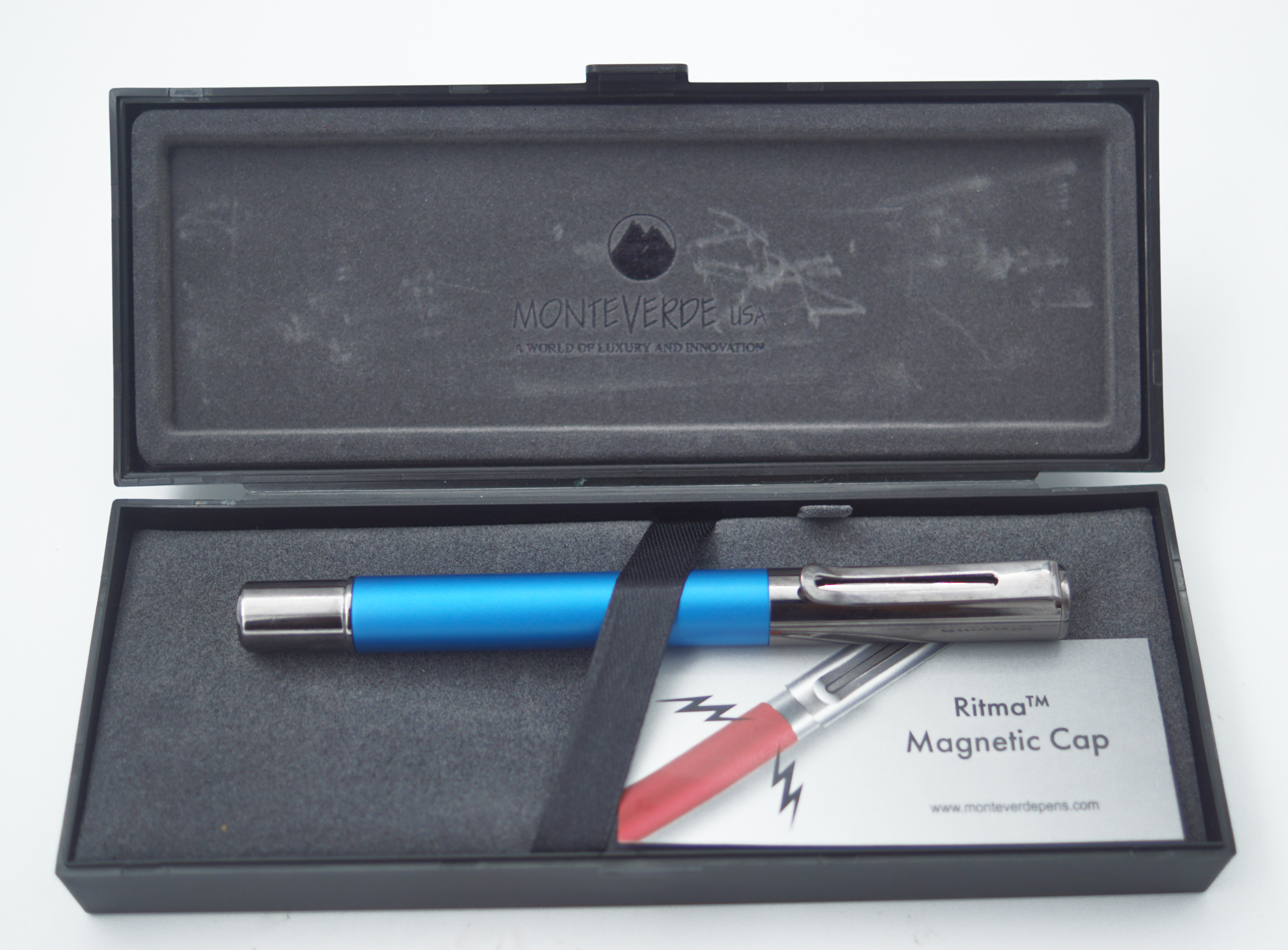Monteverde USA MV42333 Ritma Blue Color Body With Magnetic Cap Medium Nib Converter Type Fountain Pen SKU 24774