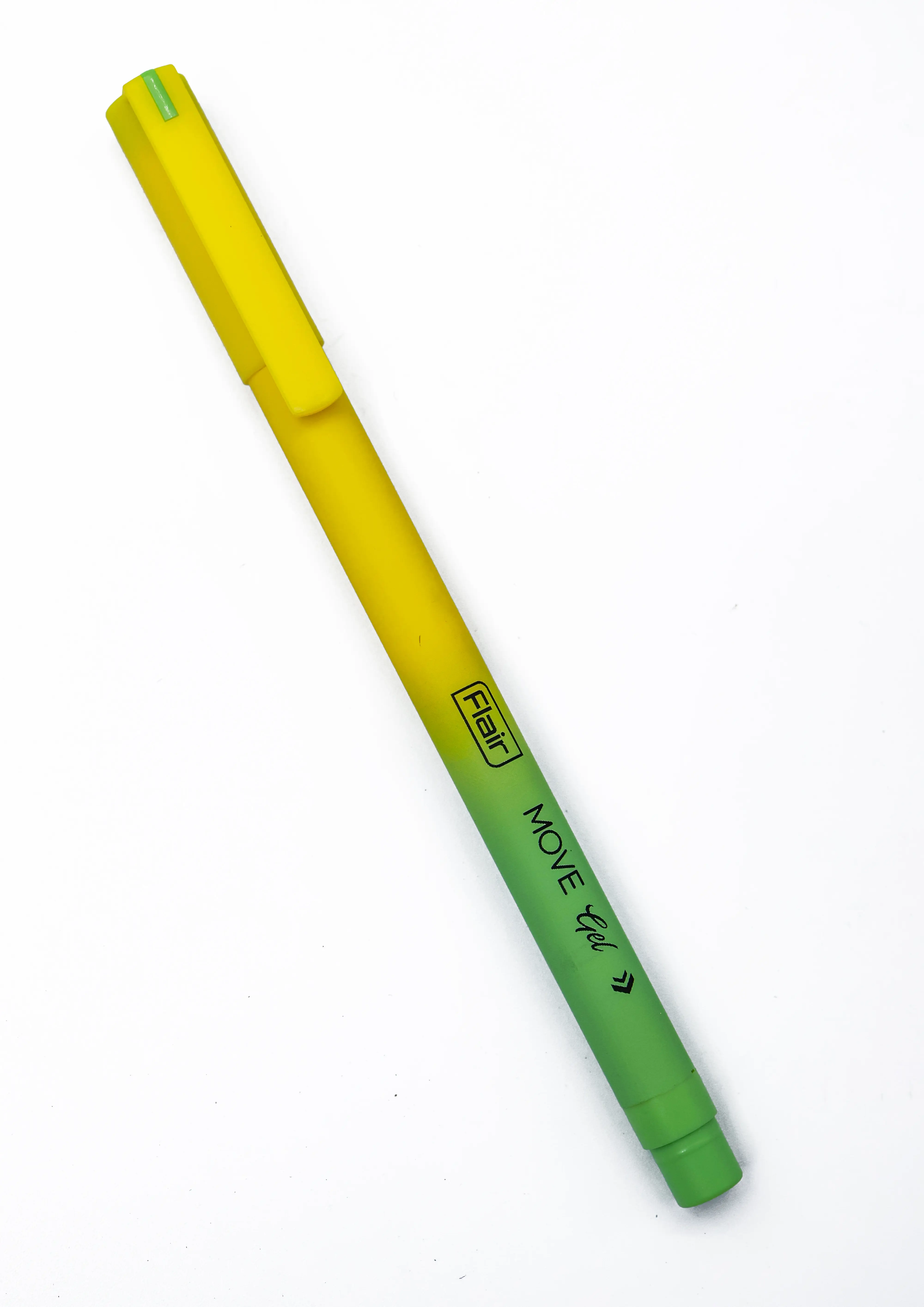 Flair Move Yellow With Green Color Body Cap Type Gel Pen SKU 24854