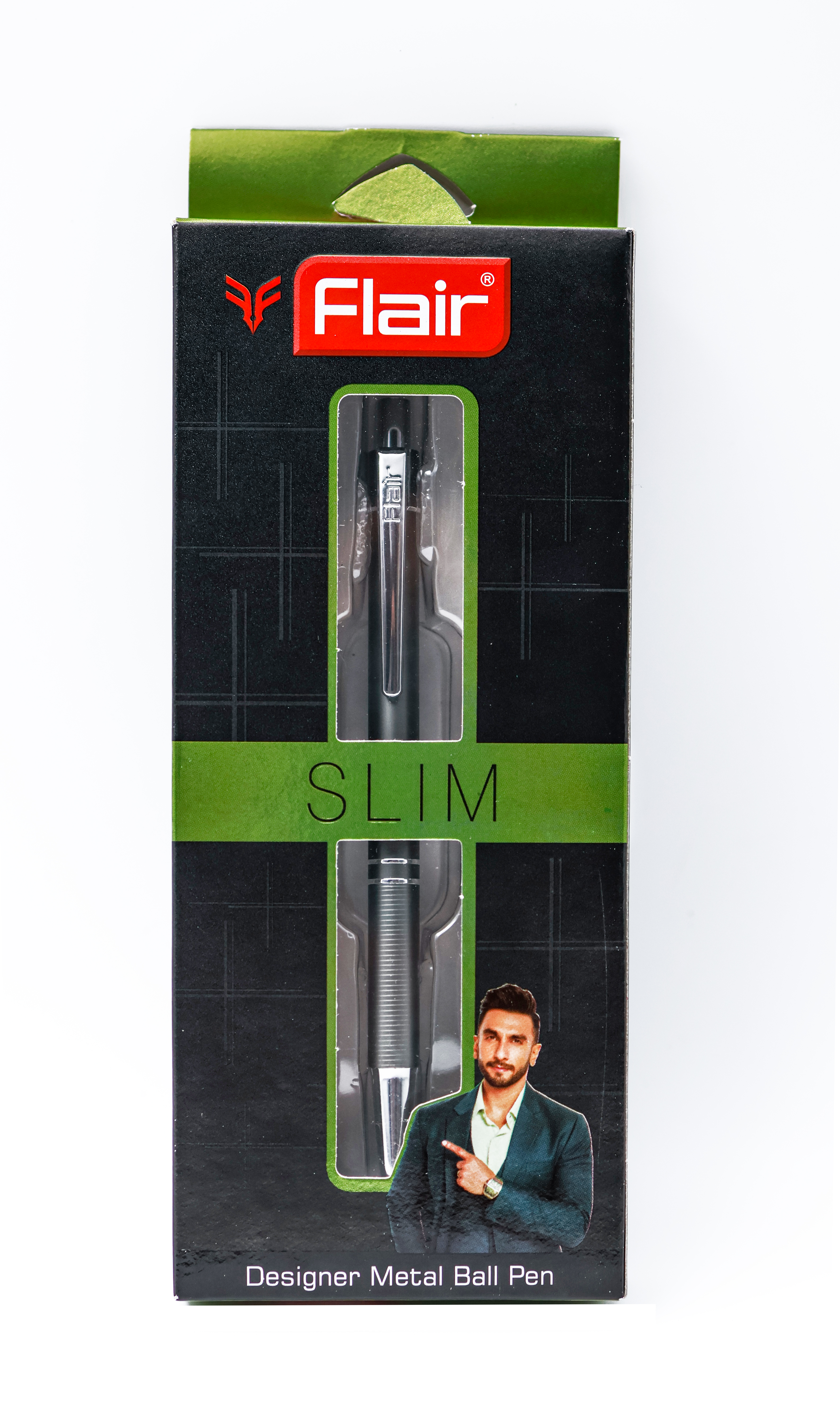 Flair Slim Gray Color Body With Sliver Clip Retractable Type Ball Pen  SKU 24879
