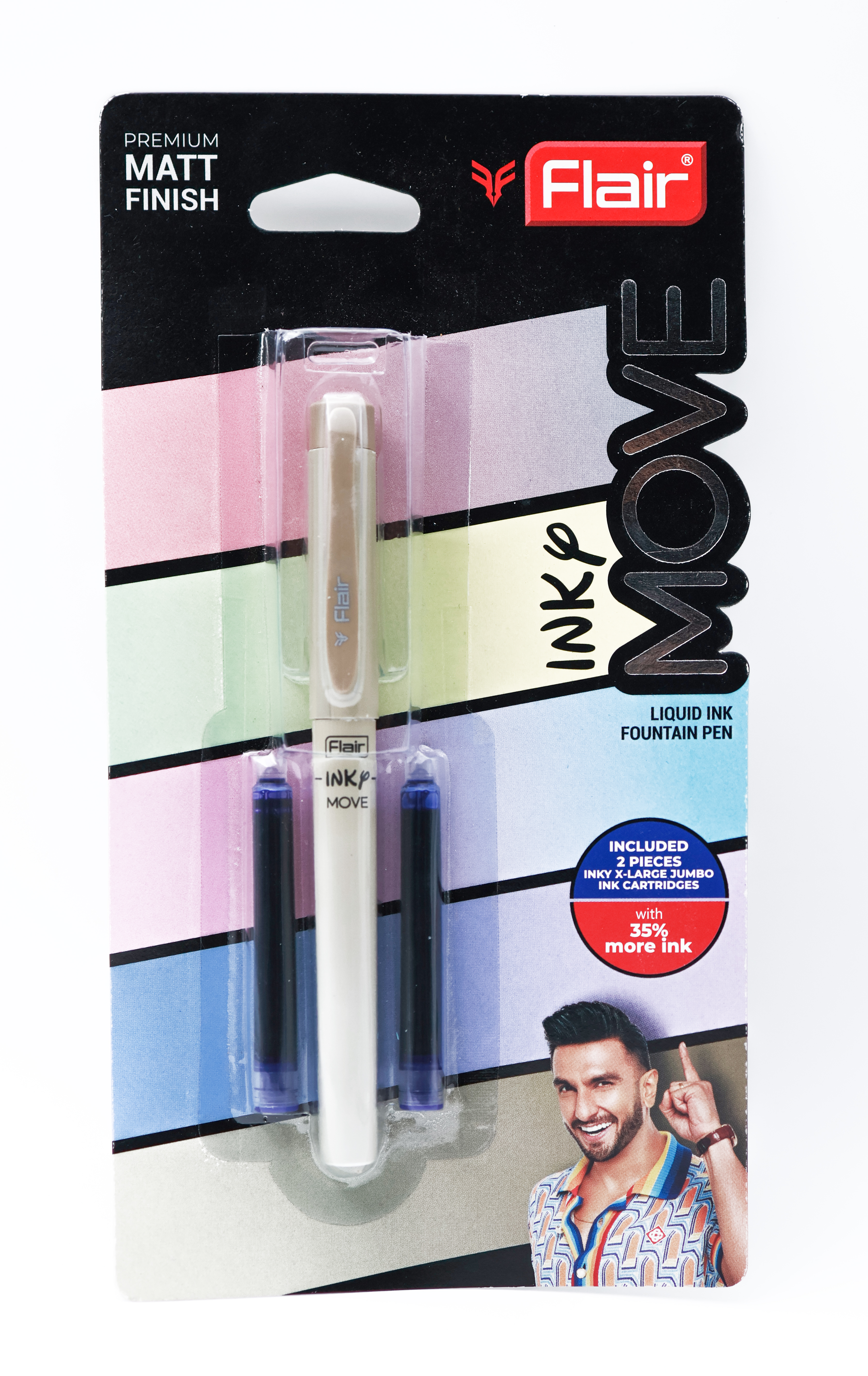 Flair Move Light Sage Colour With Fine Nib Fountain Pen  With Two Cartridges  SKU 24895