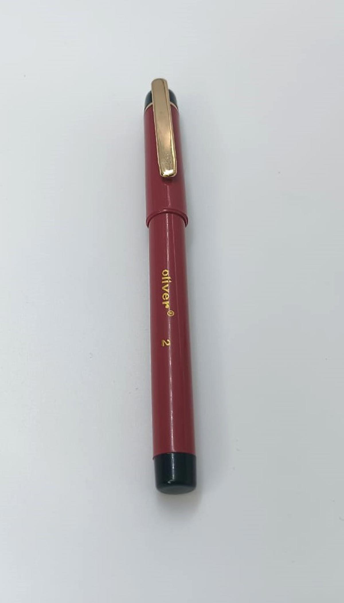Oliver 2R Red Color Body With Gold Clip Fine Nib Eye Dropper Model Fountain Pen SKU 24923