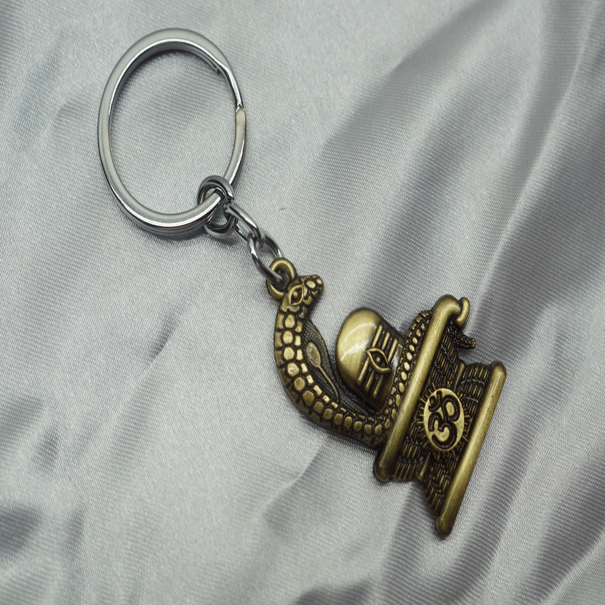 penhouse.in Shiv ling Dull Gold Metal Keychain SKU KP287