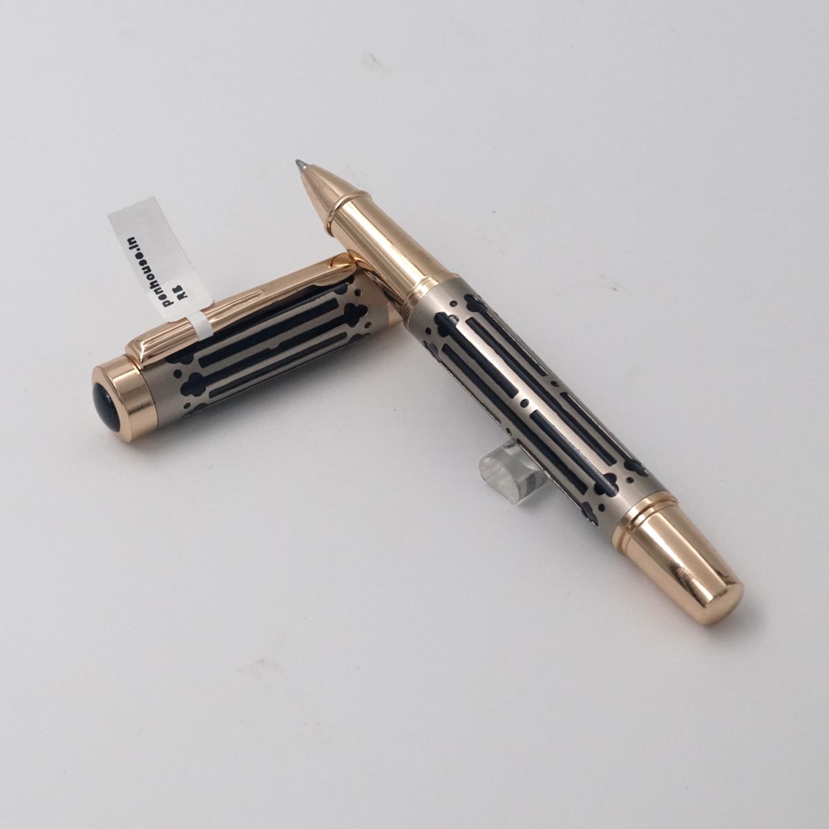 penhouse.in Grey With Black Color Body Fine Tip Gold Clip Trim Grip Roller Ball Pen  SKU 25060