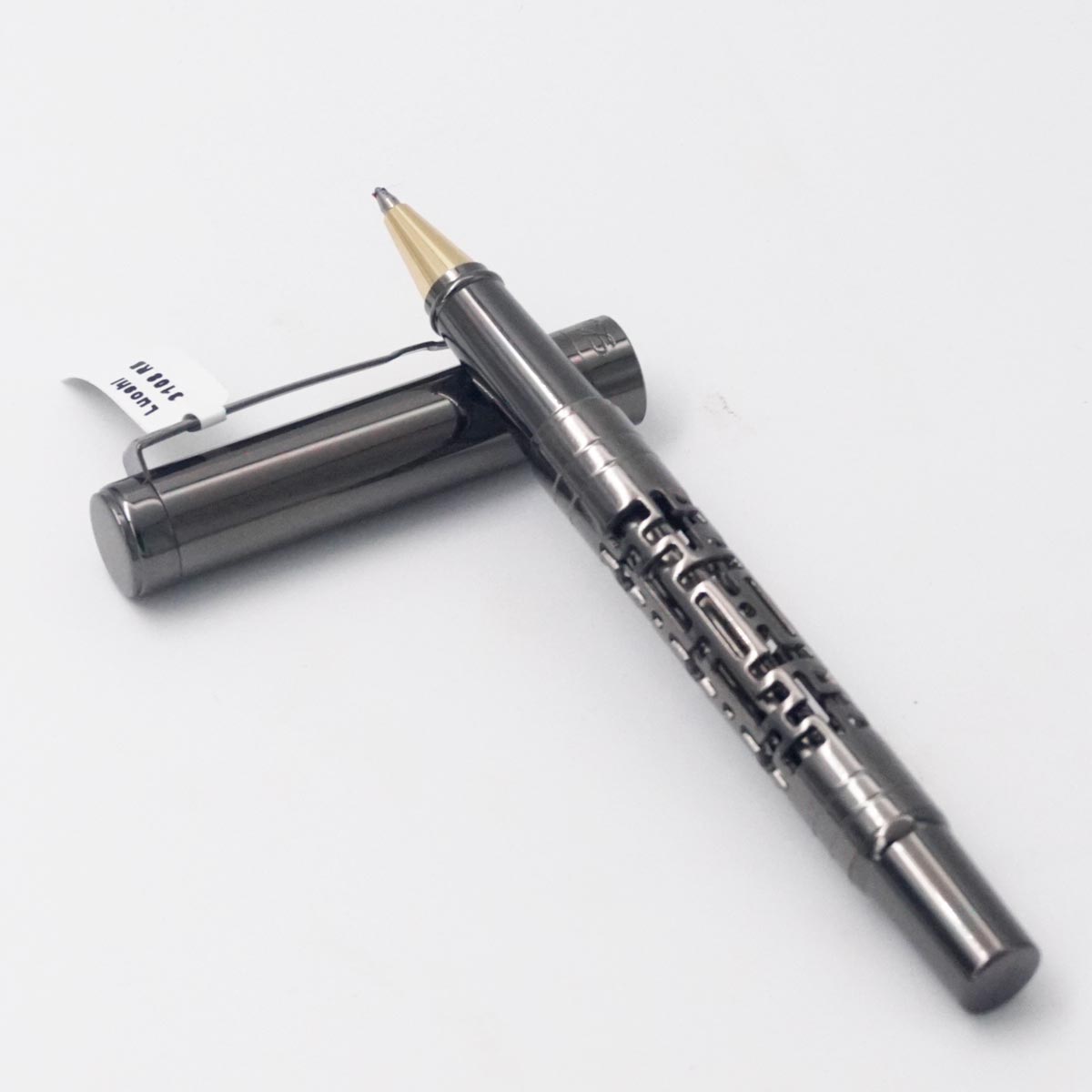 Luoshi Gun Metal  Laser Engraved Cut Design Fine Tip Roller Ball Pen  SKU 25075