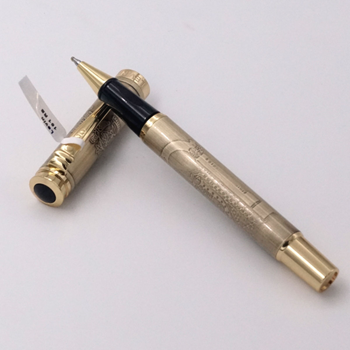 Levin 101 Gold Balaji Design Fine Tip Gold Clip And Trim Black Grip Roller Ball Pen  SKU 25087