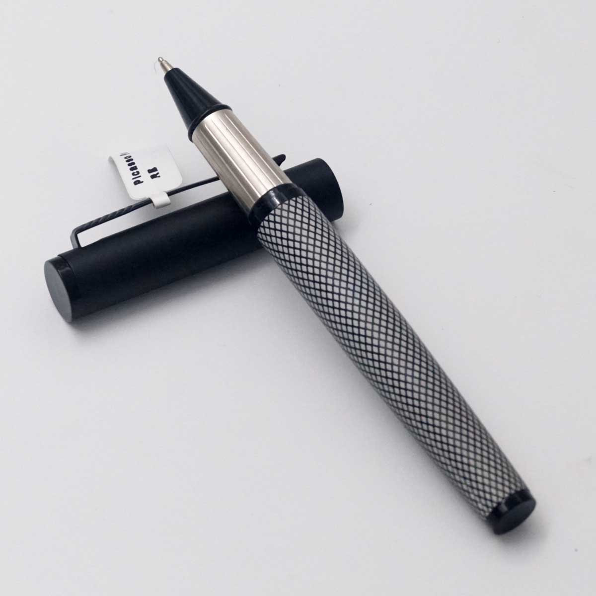 Picasso Parry Hyper Black And Checked Design Black Clip And Trim Matt Black Cap Ball Pen  SKU 25100