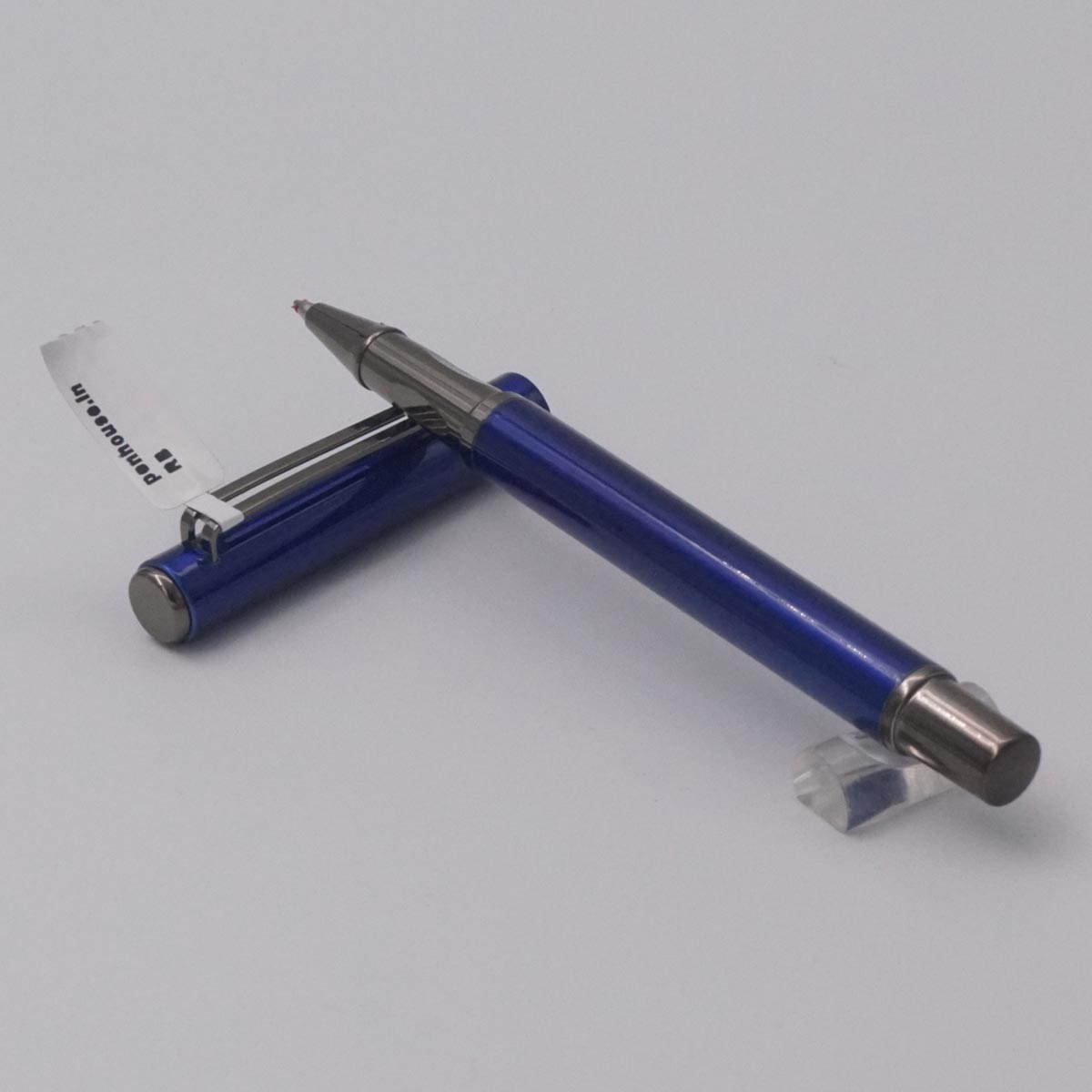 penhouse.in Blue Color Medium Tip Grey Color Clip Trim Grip Roller Ball Pen SKU 25114