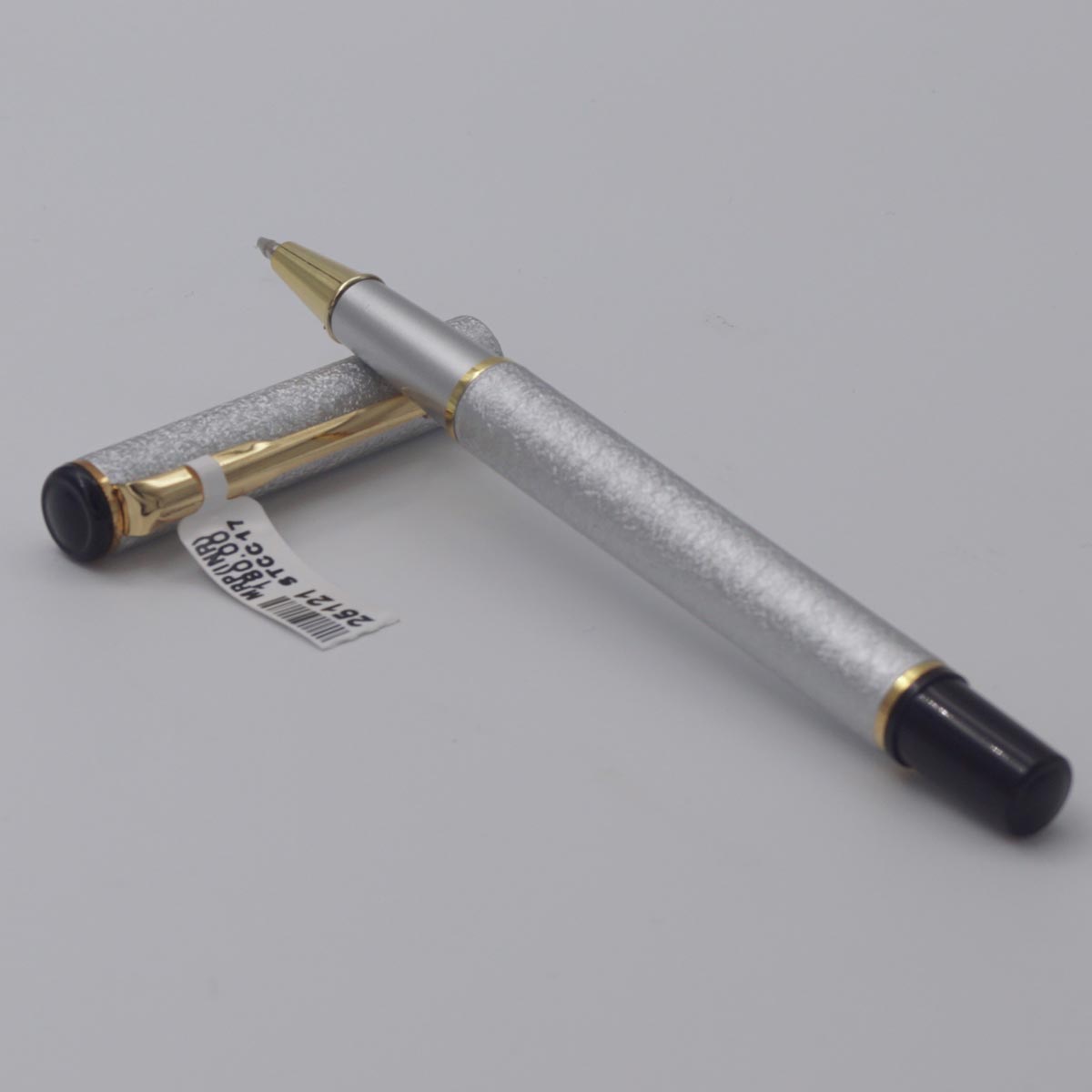 penhouse.in Matte Paper Crush design Sliver  Body Fine Tip Gold Clip And Trim Roller Ball Pen  SKU 25121