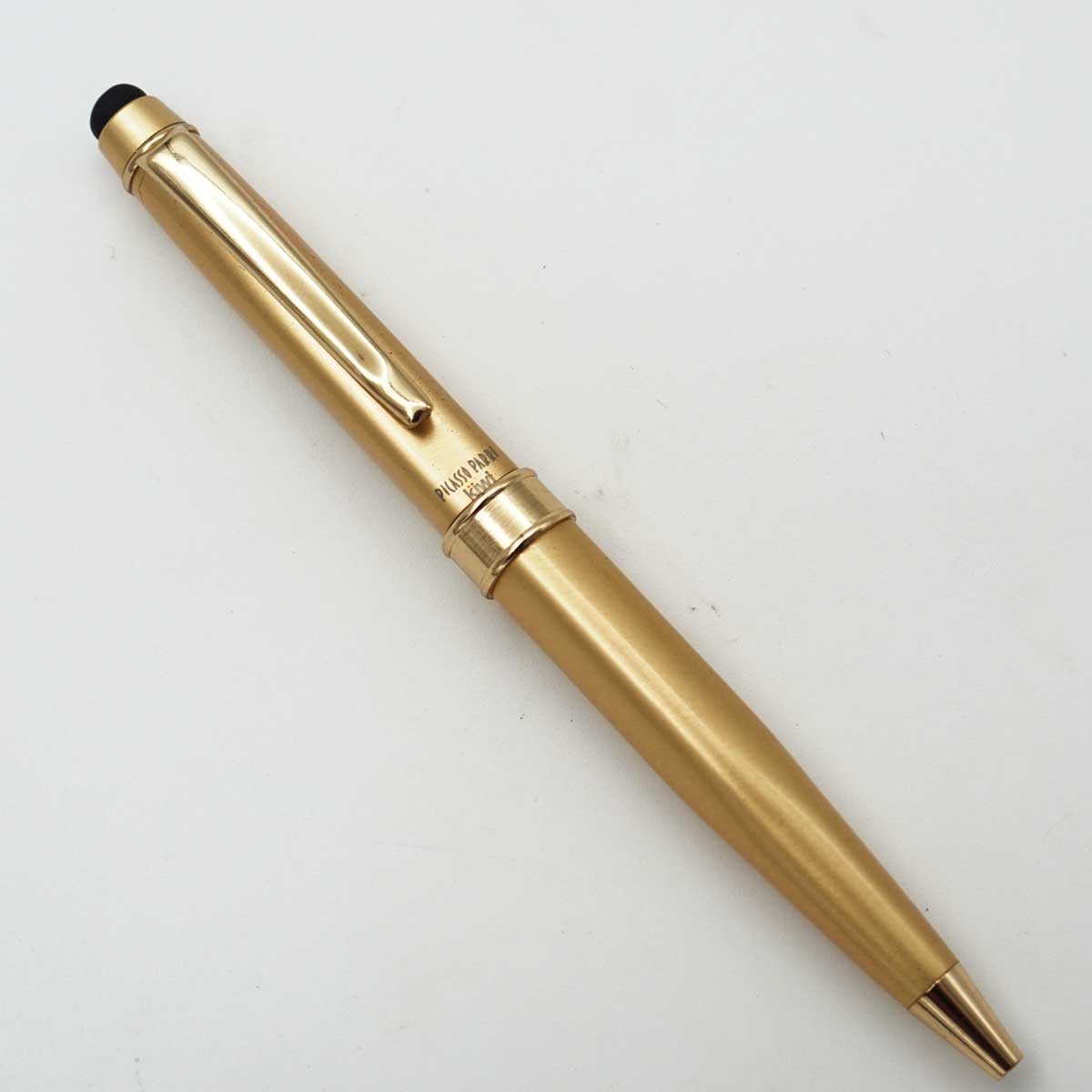 Picasso Parry Kiwi Stylus Full Gold Color Square Design Body Twist Type Ball Pen SKU 25130