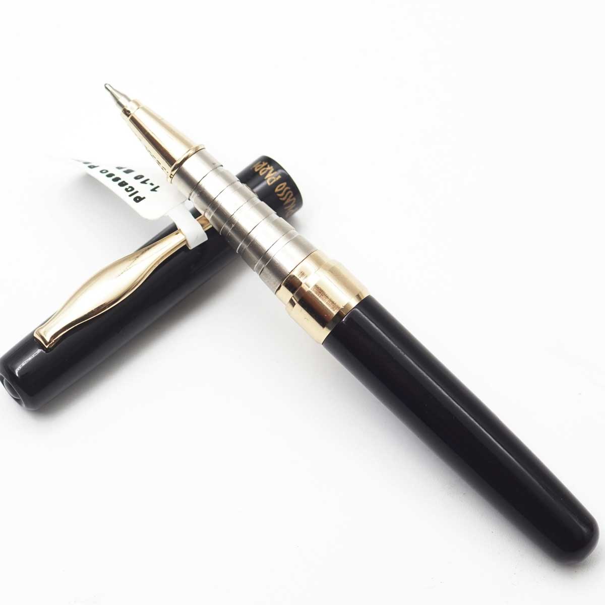 Picasso Parry 1-10 Glossy Black Color Body With Golden Clip And Trim Fine Tip Short Cap Type  Ball Pen  SKU 25131