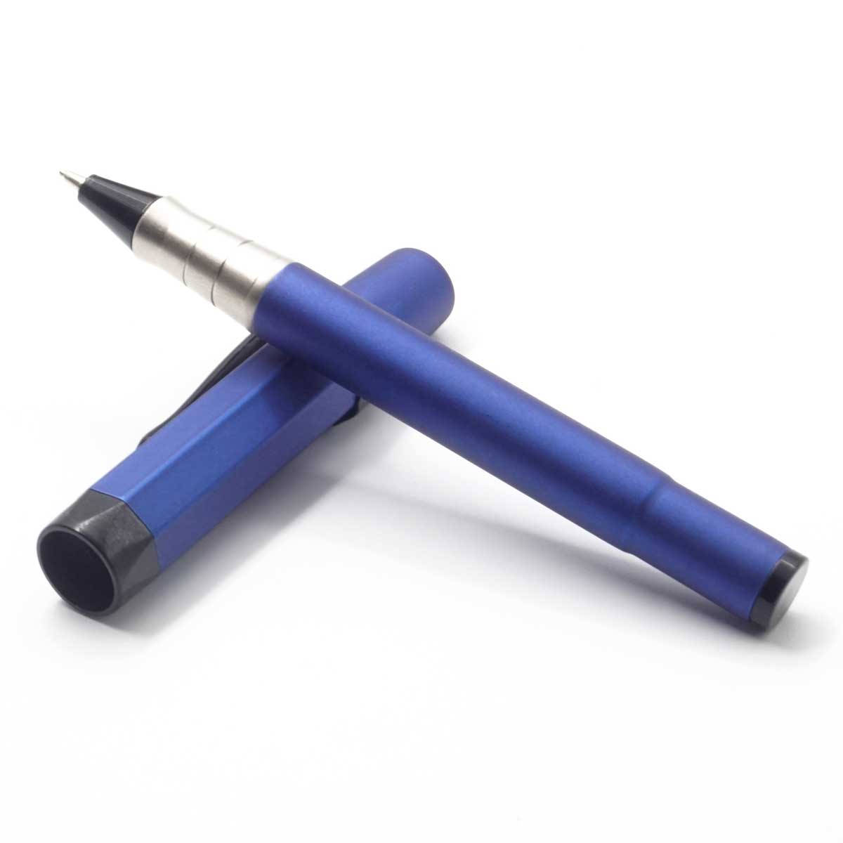 Penhouse.in Hexagon Design Matte Blue Color Fine Tip Magnetic Cap Type Short Ball Pen  SKU 25136