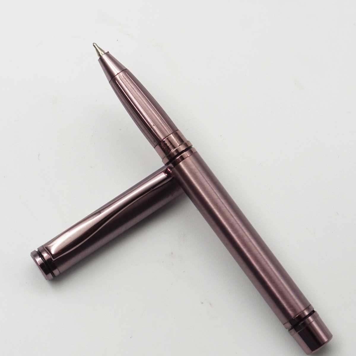 Penhouse.in Gun Metal Pink Shade Fine Tip Magnetic Cap Type Short Ball Pen  SKU 25139
