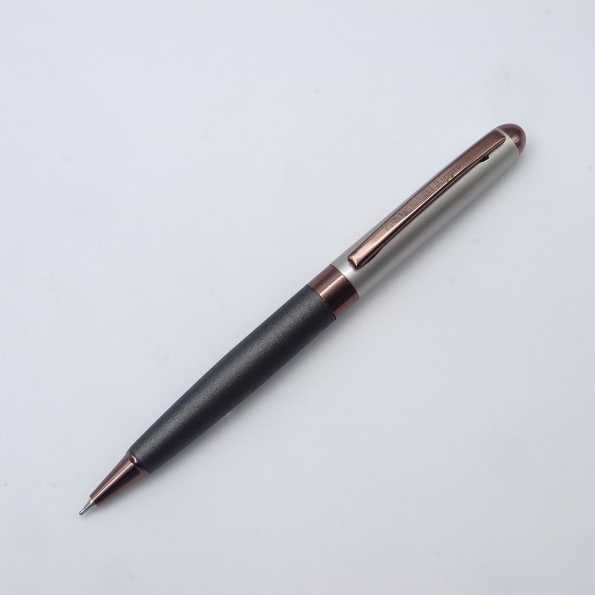 Picasso Parri Ripple Matt Grey And Butter Cream Color Body With Copper Clip And Trim Fine Tip Twist Type Ball Pen SKU 25158