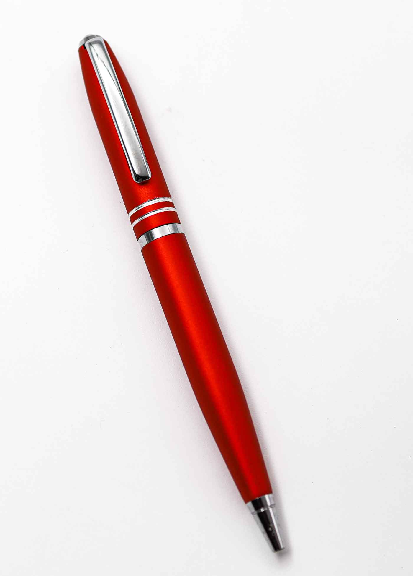 Penhouse.in Matt Red Body With Silver Clip And Trim Fine Tip Twist Type Ball Pen SKU 25181
