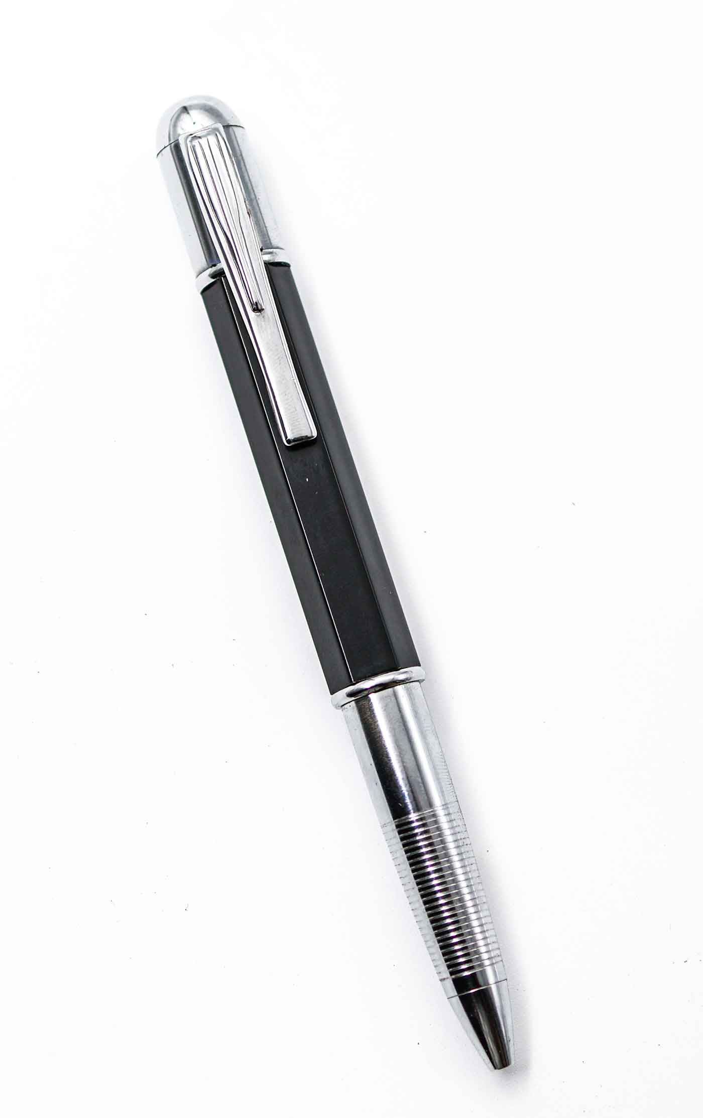 Penhouse.in Black Body With Silver Grip And Clip Fine Tip Twist Type Ball Pen SKU 25190