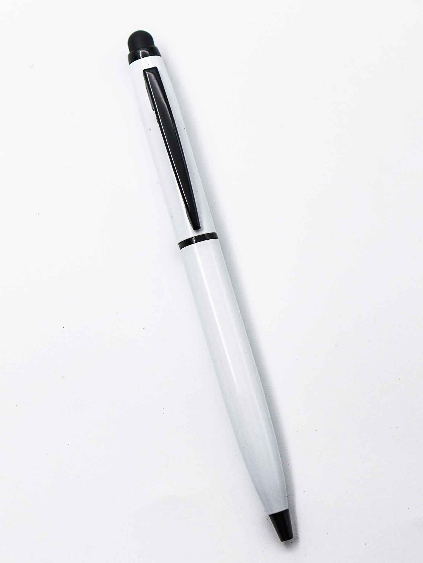 Penhouse.in Stylus White Body With Black Clip And Trim Medium Tip Twist Type Ball Pen SKU 25193