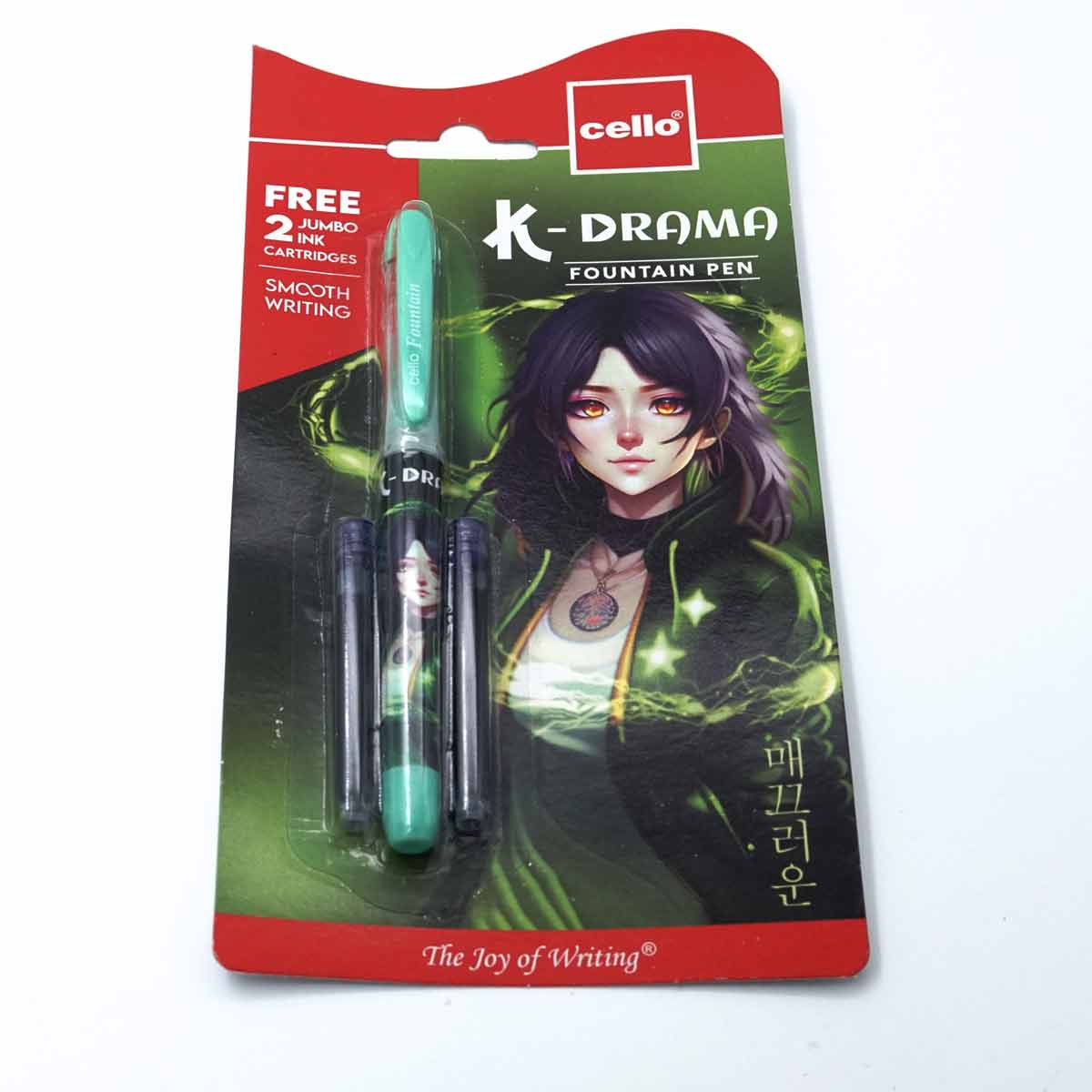 Cello K-Darma Designed Green Color Body Fountain Pen With 2 Ink Cartridges SKU 25310