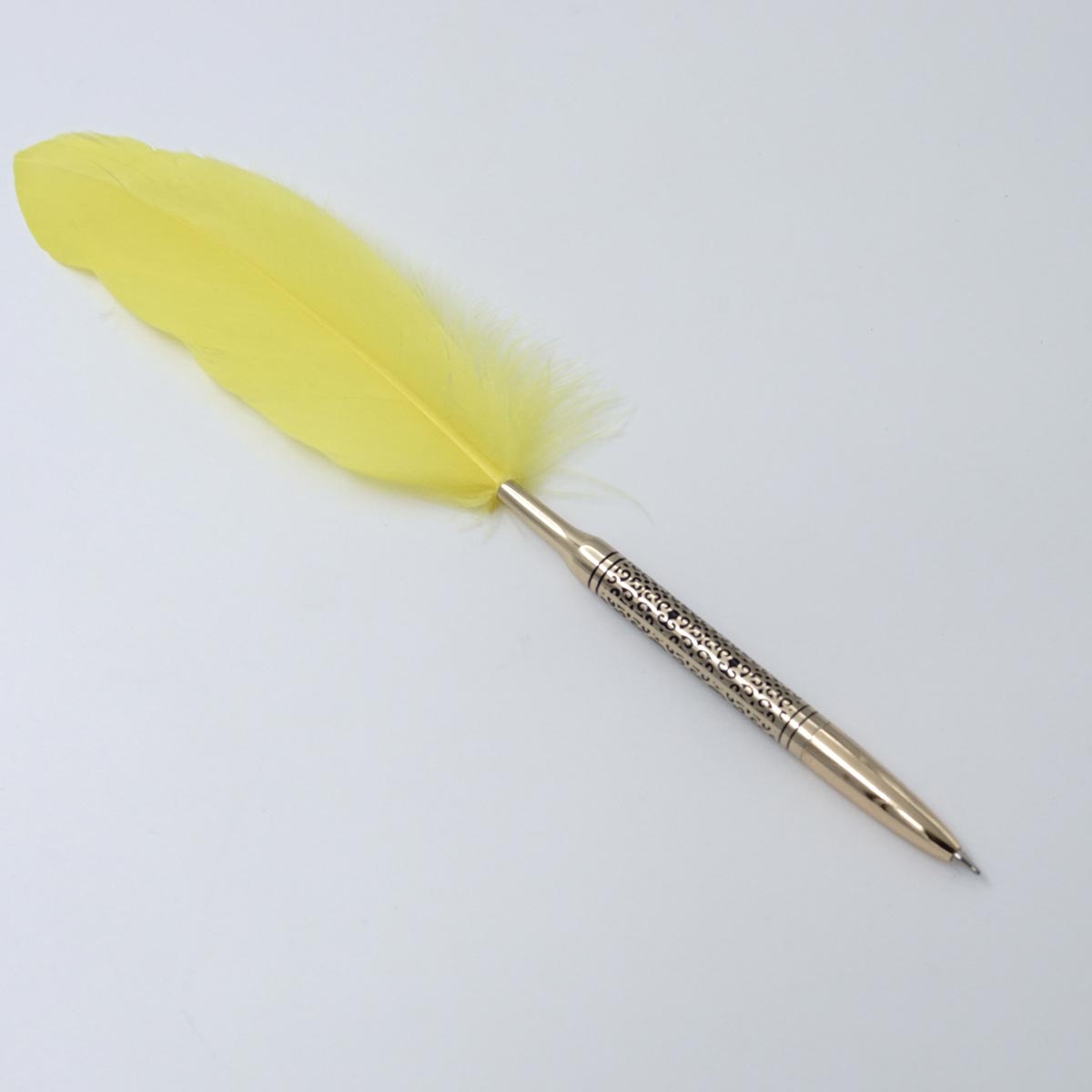 penhouse.in Yellow  Color  Feather With Gold Color Body Ball Pen SKU 25353