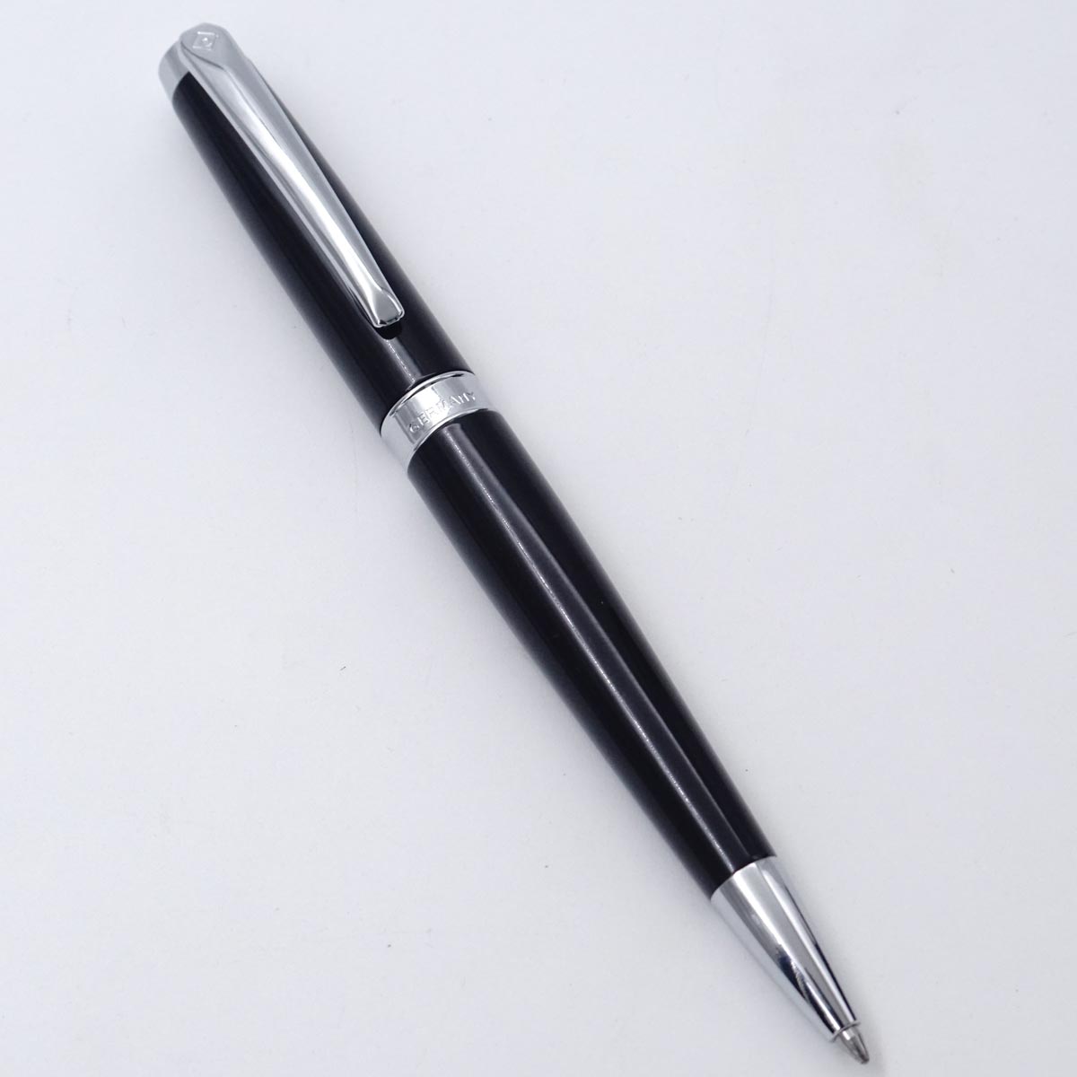 Intellio Renaissance Model Glossy Black Color Body With Chrome Trim And Clip  Brass Material Medium Tip Twist Type Ball Pen  SKU 25490