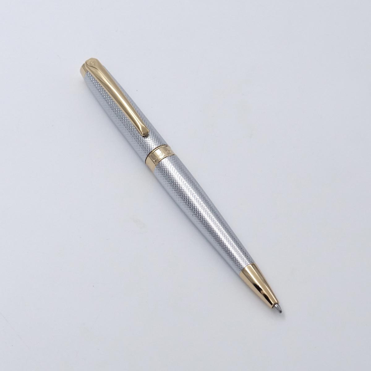 Intellio Renaissance Model Chrome Guilloche Body Gold Trim And Clip Brass Material Medium Tip Twist Type Ball Pen  SKU 25493