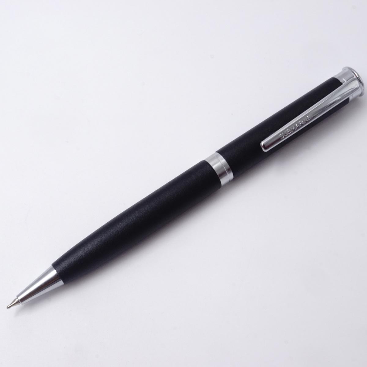 Submarine 1009 Matte  Black Color Body With Silver Clip And Fine Tip Twist Type Ball Pen SKU 25564