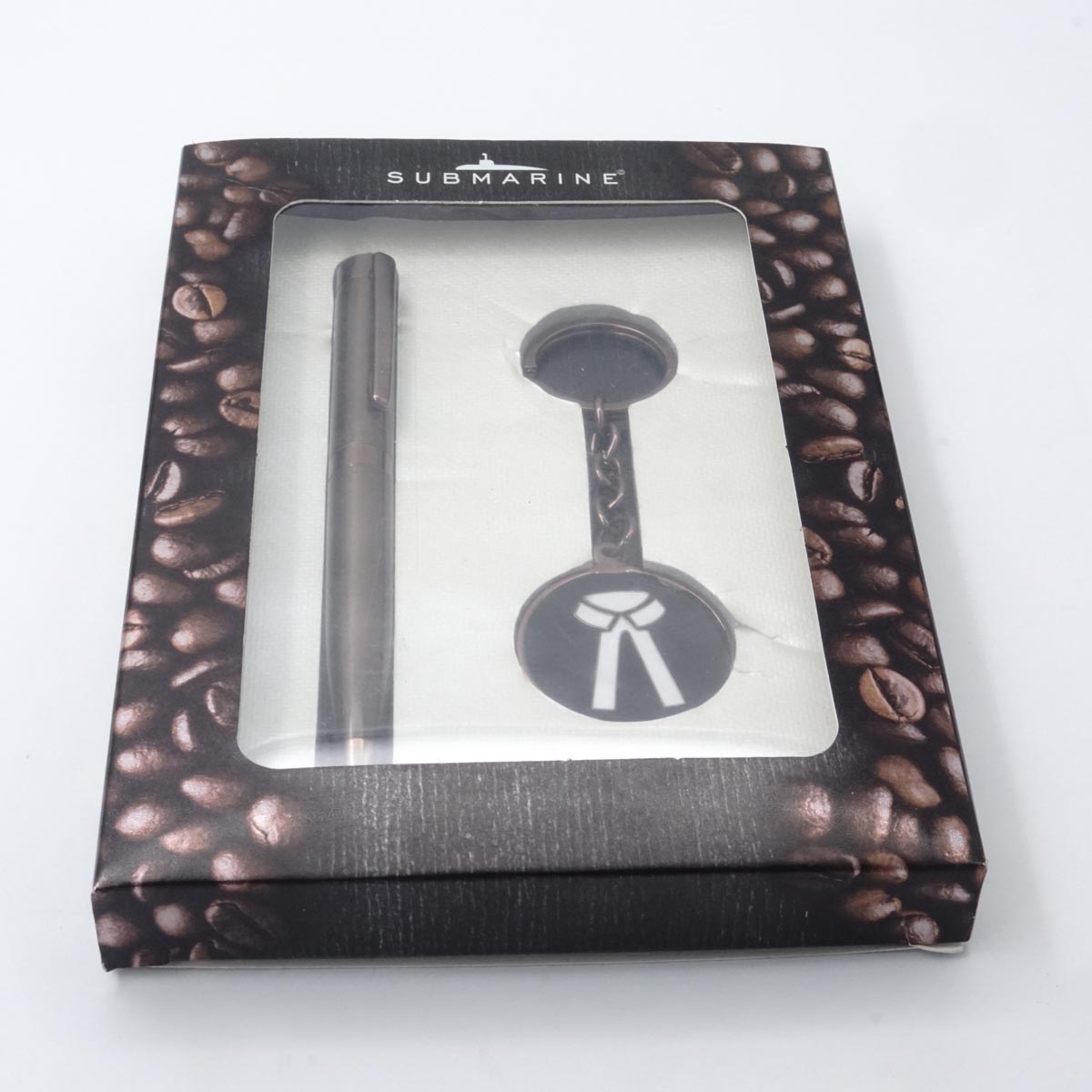Submarine 1520 Coffee Smell Writing With Coffee Brown Color Body And Advocate Symbol Key Chain Twist Type Ball Pen  SKU 25581