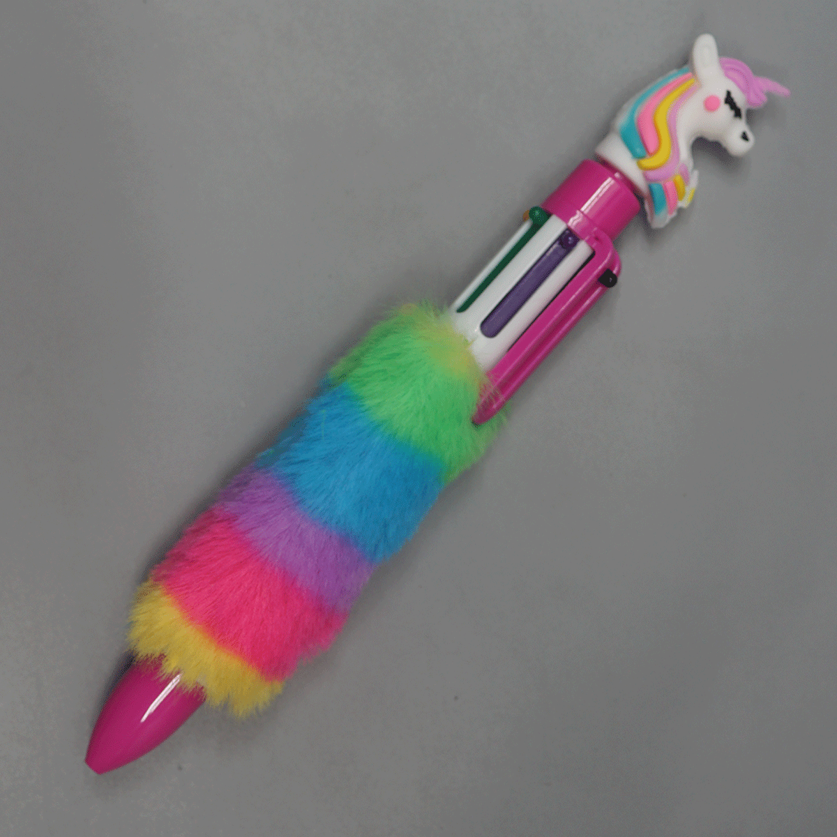 penhouse.in Unicorn top on Pink  With Multi Color Hair And With 6 Multicolor Writing Click Ball Pen  SKU 25587