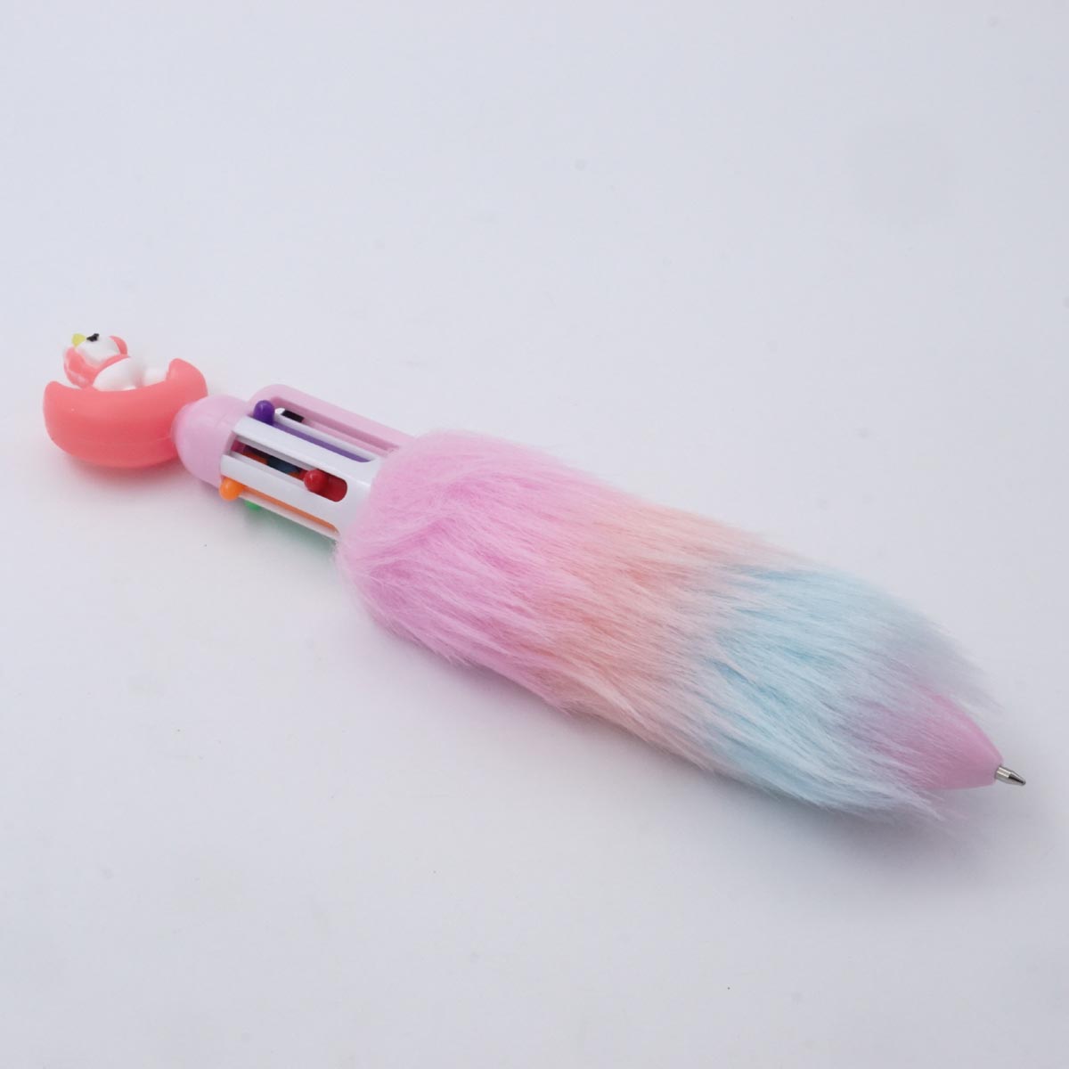 penhouse.in Unicorn Head On Red Moon With Multi Color Fur And  6 Multicolor Writing Click Ball Pen  SKU 25612