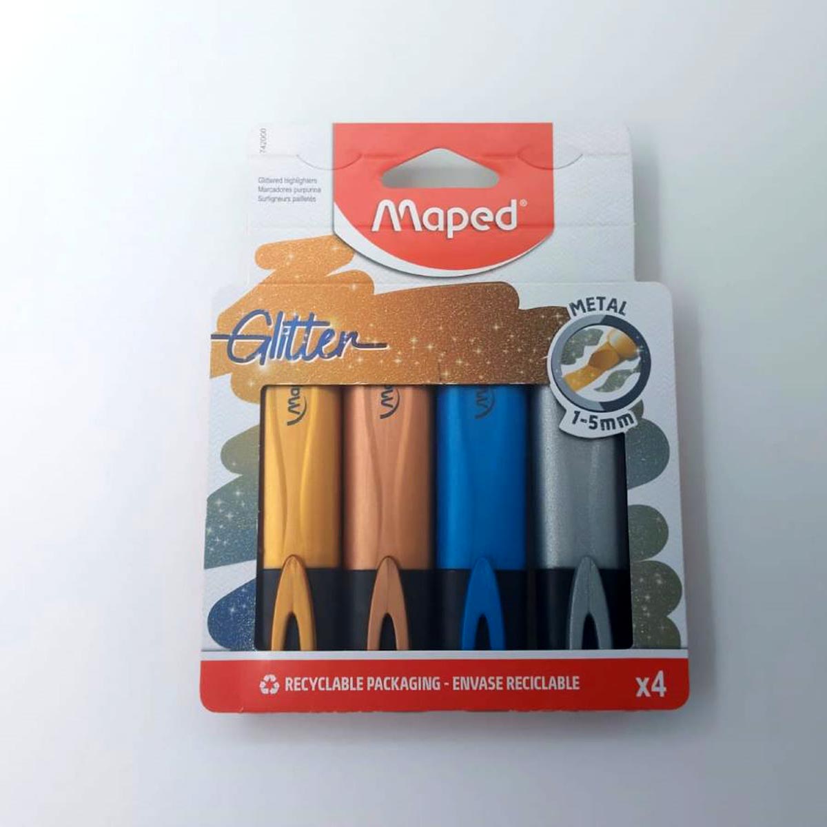 Maped Glitter Highlighter With 1.5mm 4 Shades SKU 25753