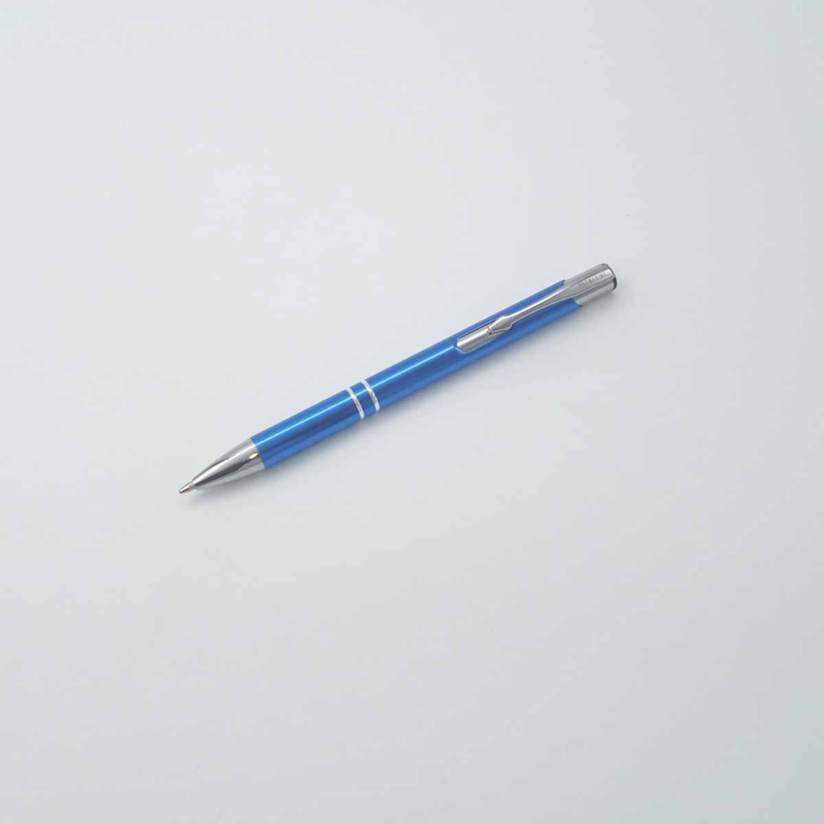 Submarine Glossy Blue With Silver Clip And Trim Medium Tip Retractable Type Ball Pen SKU 25975