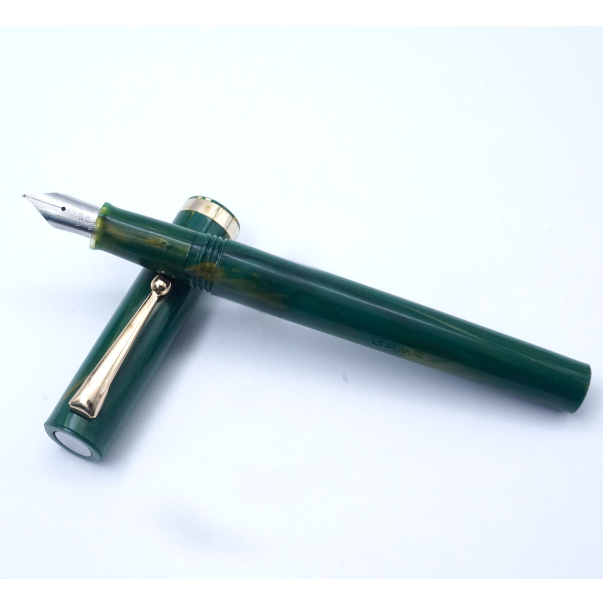 Gama Green color with yellow shade and  with gold clip cap type fountain pen  SKU 26251
